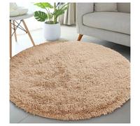 (120cm x 120cm (4 x 4 ft)- Circle Round Rug, Beige) Anti Slip Shaggy Rug For Living Room Runner Carpet