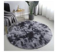 (120cm x 120cm (4 x 4 ft)- Circle Round Rug, Tie-Dye Grey) Anti Slip Shaggy Rug For Living Room Runner Carpet