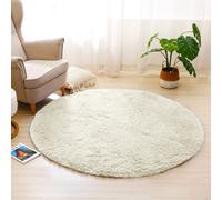 (120cm x 120cm OR 4ft x 4ft- Round Rug, Cream- Shaggy Rugs) Modern Living Room Rugs Shaggy Fluffy Bedroom Soft Carpets Runner Indoor Outdoor Rug Floor Mats