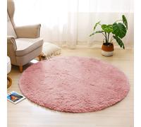 (120cm x 120cm OR 4ft x 4ft- Round Rug, Pink- Shaggy Rugs) Modern Living Room Rugs Shaggy Fluffy Bedroom Soft Carpets Runner Indoor Outdoor Rug Floor Mats