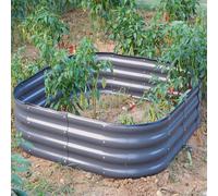 Gr8 Garden Outdoor Raised Planter Pot Metal Steel Vegetable Flower Herb Grow Bed Box (120cm x 120cm x 30cm, Square Grey Painted)