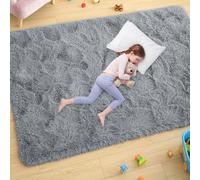 (120cm x 170cm (4ft x 5ft 6"), Grey Shaggy Rugs) Fluffy Rug Non-Slip Shaggy Rugs Living Room Carpet