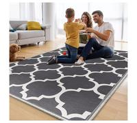 (120cm x 170cm (4ft x 5ft 6")- Small Area Living Room Bedroom Rug Printed Carpet) Non-Slip Grey Rugs Carpet Hallway Runner Door Mats