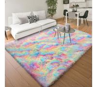 (120cm x 170cm (4ft x 5ft 8"), Rainbow) Anti Slip Shaggy Rug For Living Room Runner Carpet