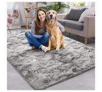 (120cm x 170cm (4ft x 5ft 8in)- Small Area Rug/ Carpet, Tie-Dye Light Grey Rugs) Extra Large Shaggy Rugs Living Room Rug Carpet Mat