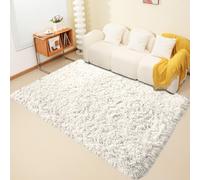 (120cm x 170cm OR 4ft x 5ft 6"- Small Area Rug, Cream- Area Rug) Large Fluffy Shaggy Rugs Non-Slip Living Room Rug