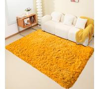 (120cm x 170cm OR 4ft x 5ft 6"- Small Area Rug, Ochre/ Yellow- Area Rug) Large Fluffy Shaggy Rugs Non-Slip Living Room Rug