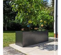 120cm Zinc Silver & Black Textured Trough Planter Woven Wood Black One Size