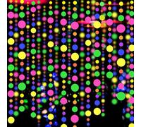 120feet UV Round Dot Paper Neon Garland Neon Streamers Decorations UV Reactive Black Light Party Favors Glow in The Dark Party Supplies for Wedding Birthday Garlands