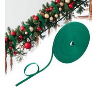 120Ft Christmas Garland Ties Hook and Loop Decorative Wreath Holder Adjustable Holiday Garland Tie Roll Cuttable Nylon Garland Hanger Strap for Xmas Tree Banister Stairway Decoration Door (Green)