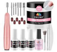 120g Clear Dip Nails Powder Starter Kit with Drill, EBANKU Acrylic Powder Large Capacity Professional with Essentials Liquid Set Base Top Activator for French Nail Acrylic Extension