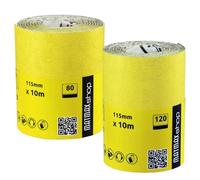 120G (Fine) + 220G (Very Fine) Aluminium Oxide Sandpaper Roll Set - 2x10m (Klingspor - GERMANY)