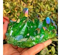 120g Natural Aura Green Quartz Crystal Cluster VUG Titanium Specimen Rock