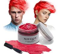 120g Temporary Red Hair Color Wax with Dye Brush, Instant Natural Hairstyle Cream, Disposable Coloring Mud for Men Women Youth, Washable Styling Pomades for Party Cosplay DIY Halloween
