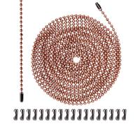 120in Ceiling Fan Pull Chain, 3mm Premium Metal Light Roller Blind Beaded Pull Chain Extension with 20pcs Connectors Practical Accessories for Light Fixture DIY Crafts (Red Bronze)