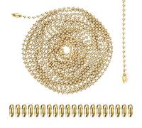 120in Ceiling Fan Pull Chain, 3mm Premium Metal Light Roller Blind Beaded Pull Chain Extension with 20pcs Connectors Practical Accessories for Light Fixture DIY Crafts (Gold)