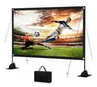 120inch Outdoor Projector Screen with Stand, 16:9 4K HD Portable Wrinkle-Free Projection Screen, Front/Rear Indoor Outdoor Movie Screen with Carry Bag for Home Theater, Backyard and Camping