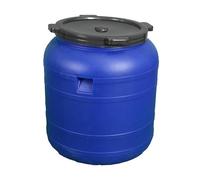 120L Plastic Storage Barrel, Container with Secure Lid and Clamp, Blue