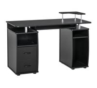 Multi-Storage Computer Work Desk Table w/ Drawer Keyboard Tray for Home HOMCOM Black One Size