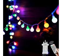 120LED Fairy Lights Plug in, 12M/39ft Globe String Lights, 8 Mode Christmas Lights Outdoor with Remote Control/Timer for Bedroom, Party, Decorations(Multi-Coloured)