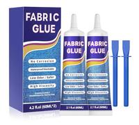 120ML Clothes Glue Strong Fabric Adhesives - Extra Strong Glue for fabric Material Upholstery Badge Textile Felt Leather Crafts Hemming Tape Carpet Patches -Waterproof Soft Clear(60ML*2)