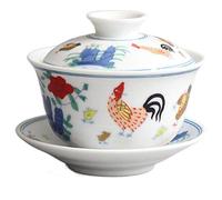 120ml Jingdezhen Tea Cup Chinese Teaset Rooster GaiWan Archaistic Ceramic Tea Bowl Tureen Set