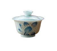 120ml Pure Hand-Painted Pile Carving Lotus Petal Gaiwan Antique Tea Tureen Bowl with Lid Kit Maker Cover Bowl Drinkware