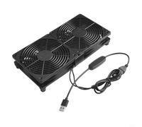 120mm 5V USB PC Router Cooling Fan with Speed Controller, High Air Volume 81CFM, Anti-Dust Filter for Desktop Computer Modem Server Room, Black(Dual fan)