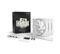 Be Quiet! (BL100) Light Wings 12cm PWM ARGB Case Fans x3, Rifle Bearing, 18 LEDs, Front & Rear Lighting, Up to 1700 RPM, ARGB Hub included, White