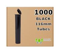 120MM Black Doob Tubes | 1000 Bulk Pack | Waterproof Airtight and Smell Proof Blunt Vial Container | Child Resistant with Squeeze Pop Tops | BPA-FREE | Ideal for Storing King Size Pre Rolled Raw Cones