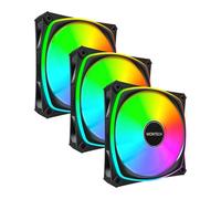 Montech AX120 Pro ARGB 120mm Black PWM Fan Triple Pack w/ Fan Hub