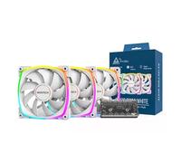 120mm Montech AX120 PWM Triple Fan Pack, White, Fan Hub, ARGB, 9 Blade, 800-1600