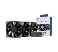 120mm Montech E28 PWM Fan 3 Pack, Black, 9 Blade, 800-2200rpm, 85.09 CFM, Fluid