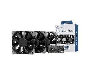 120mm Montech E28 PWM Fan 3 Pack, Black, 9 Blade, 800-2200rpm, 85.09 CFM, Fluid