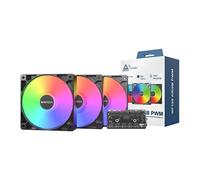 120mm Montech GF120 ARGB PWM 3 pack fans, Black, 9 Blade, 800-1600rpm, 66.3CFM,