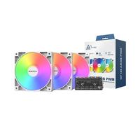 120mm Montech GF120 ARGB PWM 3 pack fans, White, 9 Blade, 800-1600rpm, 66.3CFM,