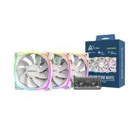 120mm Montech RX120 PWM Triple Fan Pack, White, Fan Hub, ARGB, 9 Blade, 800-1600
