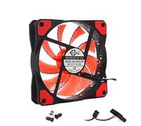 120mm PC Computer Ultra Silent LED Cooling Fan Radiator, 12CM 120X120X25mm 12V Computer Fan, 12VDC 3P IDE 4D(2wire) (Blade Color : 1red 4pcs screw)