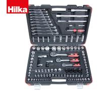 120pc Socket Set Metric & SAE Inc. Bits E-Sockets & Combination Spanners HILKA