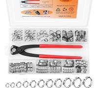 120PCS 11 Sizes Single Ear Hose Clamps 304 Stainless Steel, 6-33.1mm Stepless Cinch Rings Crimp Assortment Kit with Ear Clamp Pincer for Securing Pipe Hoses and Automotive Use by Hydencamm