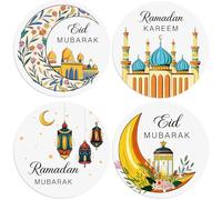 120pcs 4cm Ramadan Eid Mubarak Stickers Colorful Flowers Large Round Ramadan Stickers for Gifts Party Bags Envelope Seals