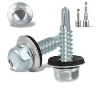 120PCS 6.3x25MM Self-Drilling Roofing Screws Hex Head Self Tapping Screws Hex Head Self-Drilling Roof Screws with Rubber Sealing Washer with Hex Socket, Zinc Plat