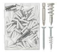 120pcs (60Sets)-Plasterboard Fixings, Self-Drilling Plasterboard Anchors & #8 Galvanised Screws + Magnetic Screwdriver - 75 lb Hold