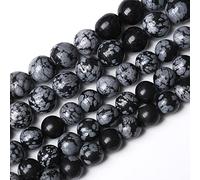 120pcs 6mm Natural Snowflake Obsidian Beads Round Loose Energy Healing Gemstones for Jewelry Making, DIY Bracelet Necklace for Jewelry Making 32 Inch, 2 Strands