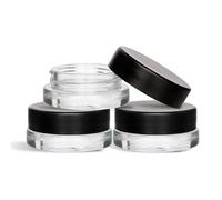 [120pcs] 7ml Low Profile Thick Glass Containers w/Black Lids - Concentrate Jars for Oil, Lip Balm, Wax, Cosmetics