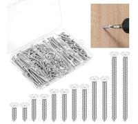 120Pcs #8 Flat Head Wood Screws, 1”,3/4”,1/2”,2”,1-1/2”,1-1/4” White Wood Screws Assortment Kit for 3.6mm-3.8mm Holes