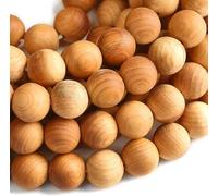 120pcs 8mm Natural Golden Sandalwood Loose Wood Beads for Jewelry Making with Crystal Stretch Cord and Rondelle Spacer Beads