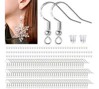 120Pcs 925 Sterling Silver Earring Hooks - Hypoallergenic Ear Wire with 120Pcs Backs - Jewelry Making Supplies for DIY Earrings