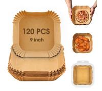 120pcs Air Fryer Paper Liners, 9inch Square Air Fryer Disposable Liners, Food Grade Parchment Paper Liners Oil-Proof Water-Proof for Air Fryer Microwave Oven