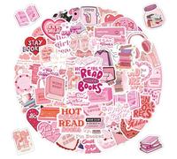 120Pcs Book Stickers for Kindle, Waterproof Bookish Stickers, Cute Pink Aesthetic Reading Sticker for Kindle Scrapbook Water Bottles Laptops